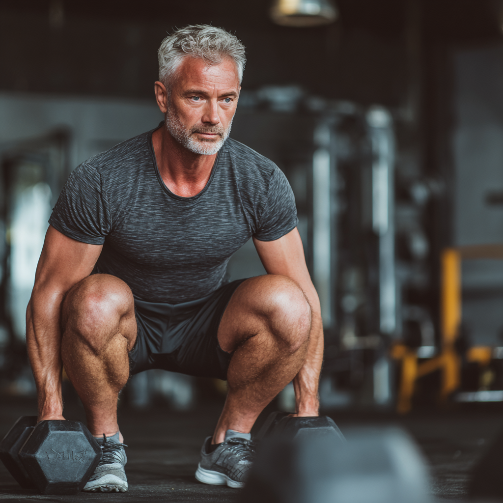 Активний дорослий під час тренування